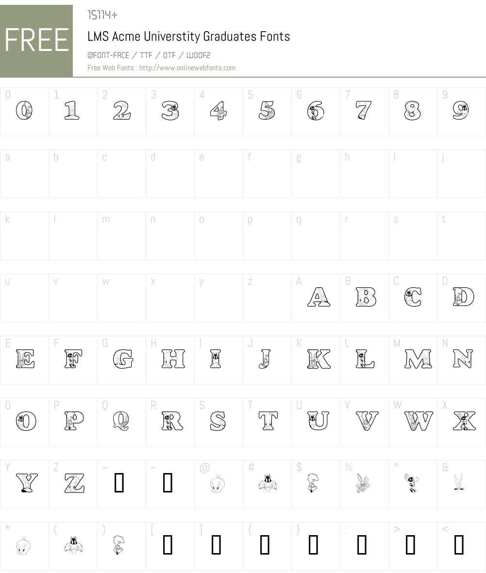 LMS Acme Universtity Graduates Font Screenshots