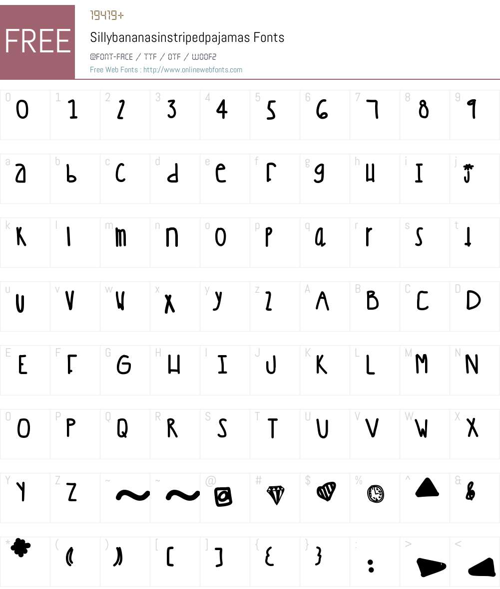 Sillybananasinstripedpajamas Font Screenshots