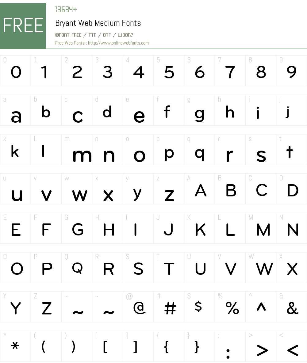 Bryant Web Medium Font Screenshots