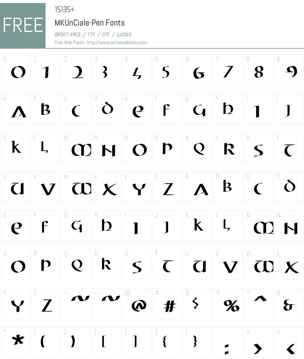 MKUnCiale-Pen Font Screenshots