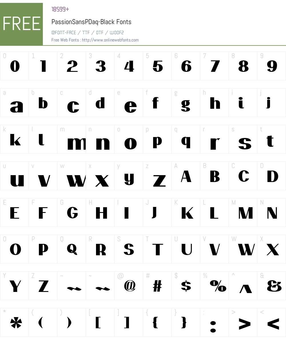 PassionSansPDaq Font Screenshots