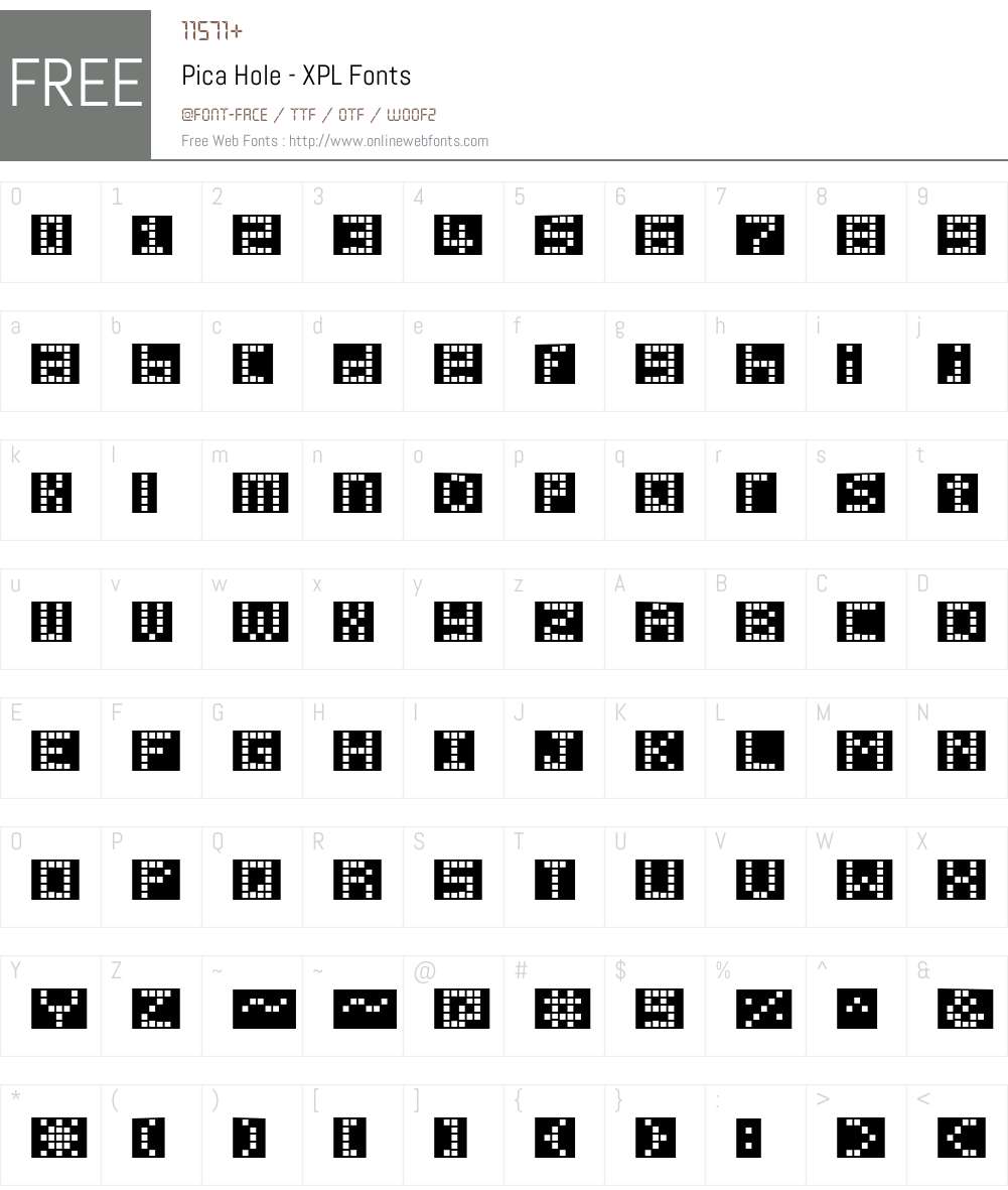 Pica Hole - XPL Font Screenshots