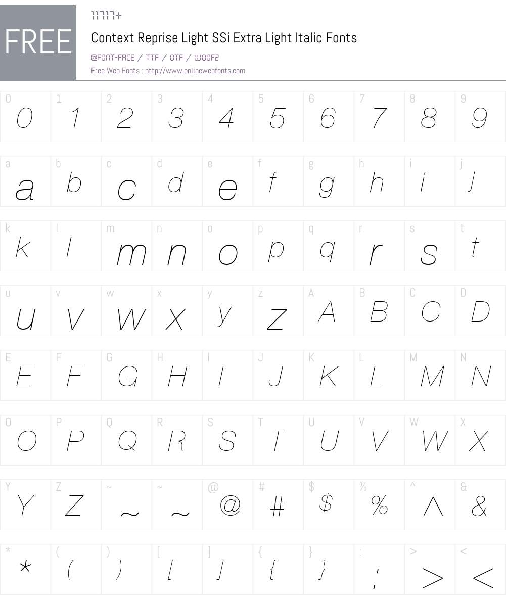 Context Reprise Light SSi Font Screenshots