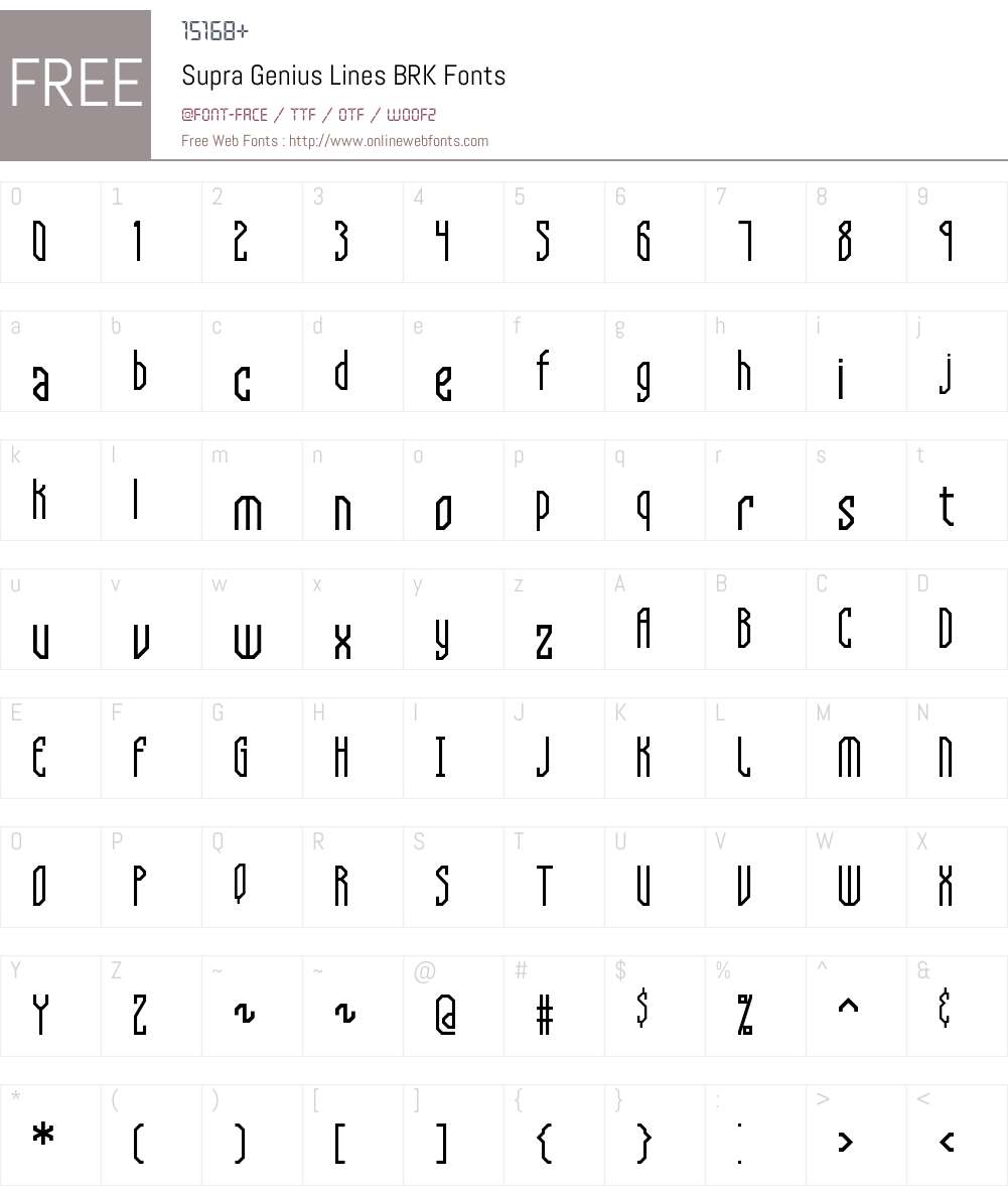 Supra Genius Lines BRK Font Screenshots