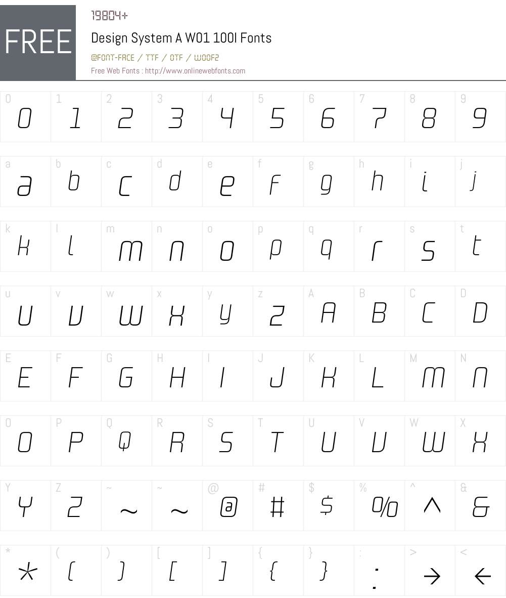 DesignSystemAW01-100I Font Screenshots