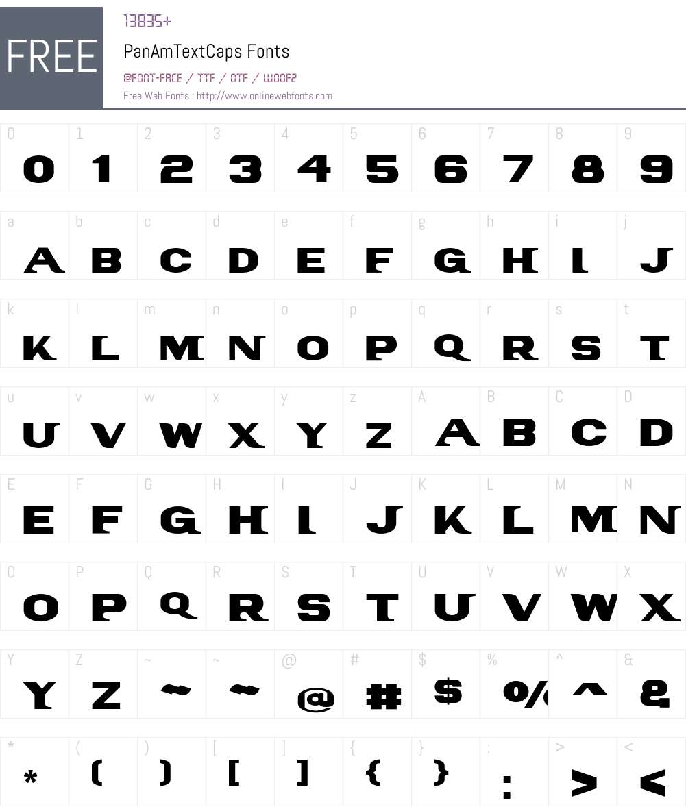 PanAmTextCaps Font Screenshots