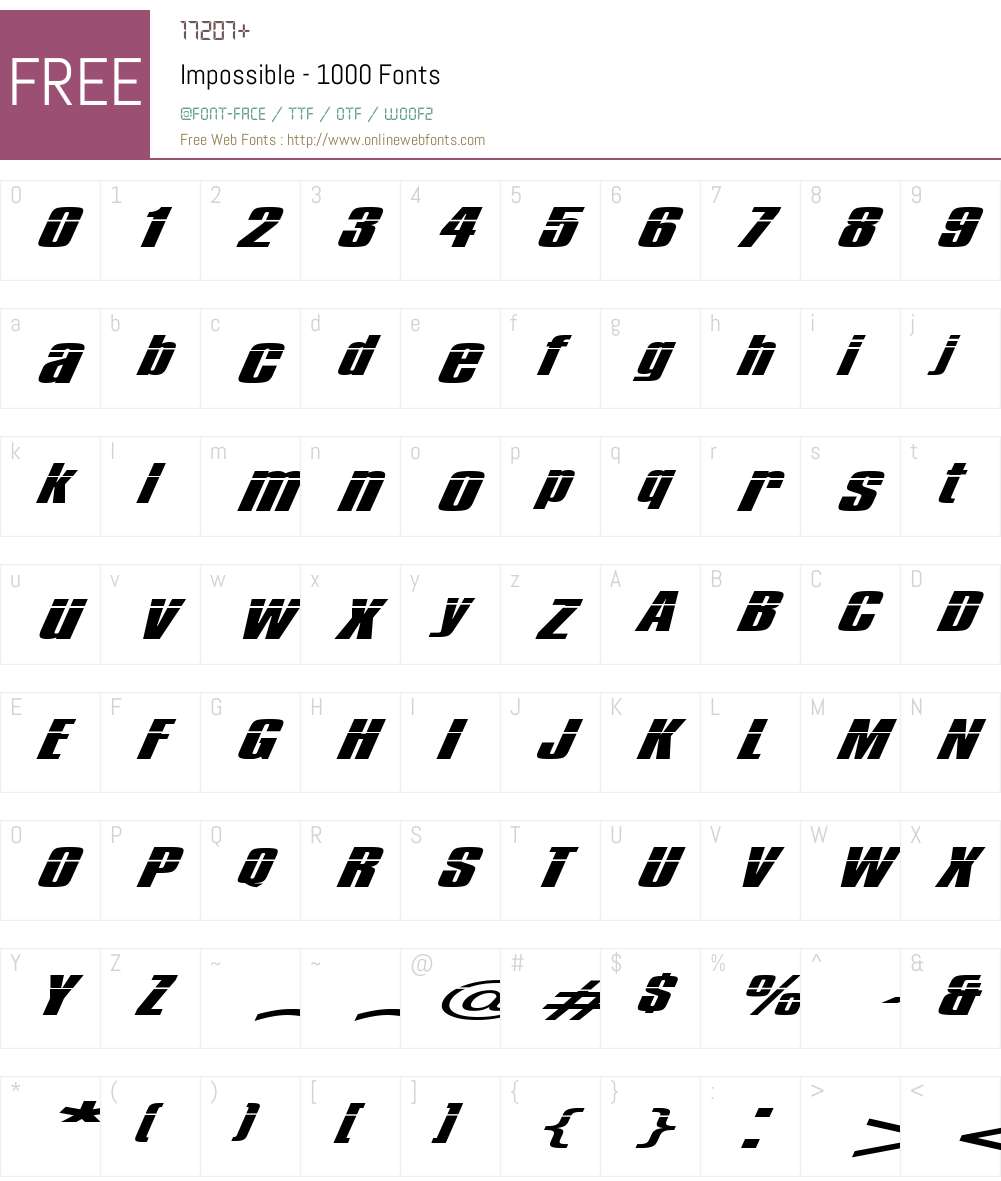 Impossible - 1000 Font Screenshots