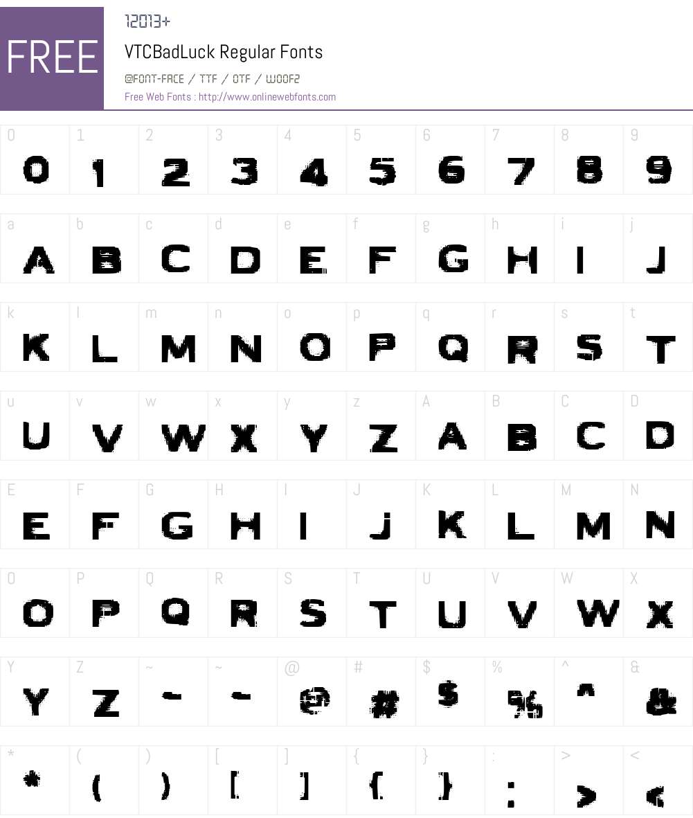VTCBadLuck Font Screenshots