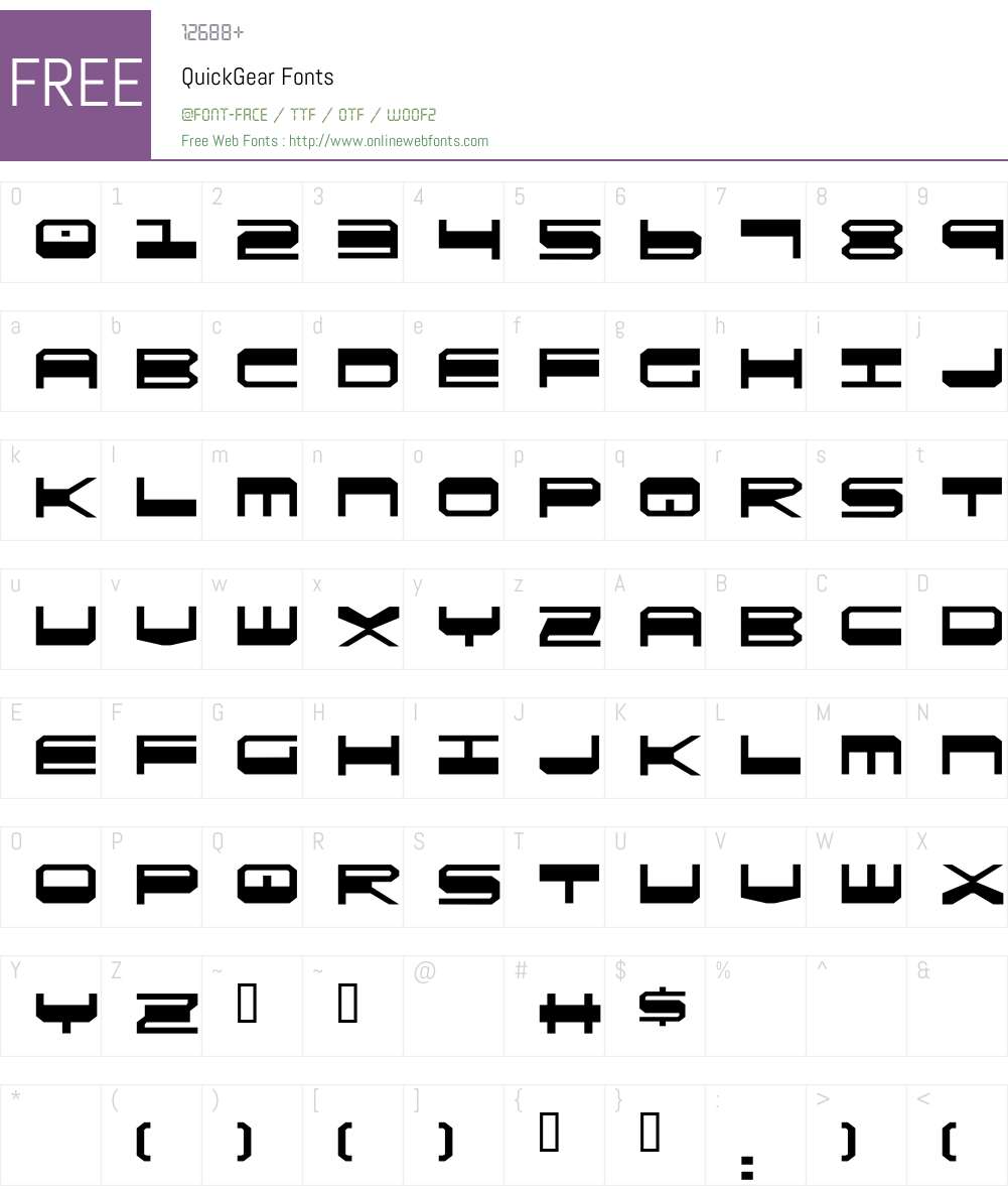 QuickGear Font Screenshots