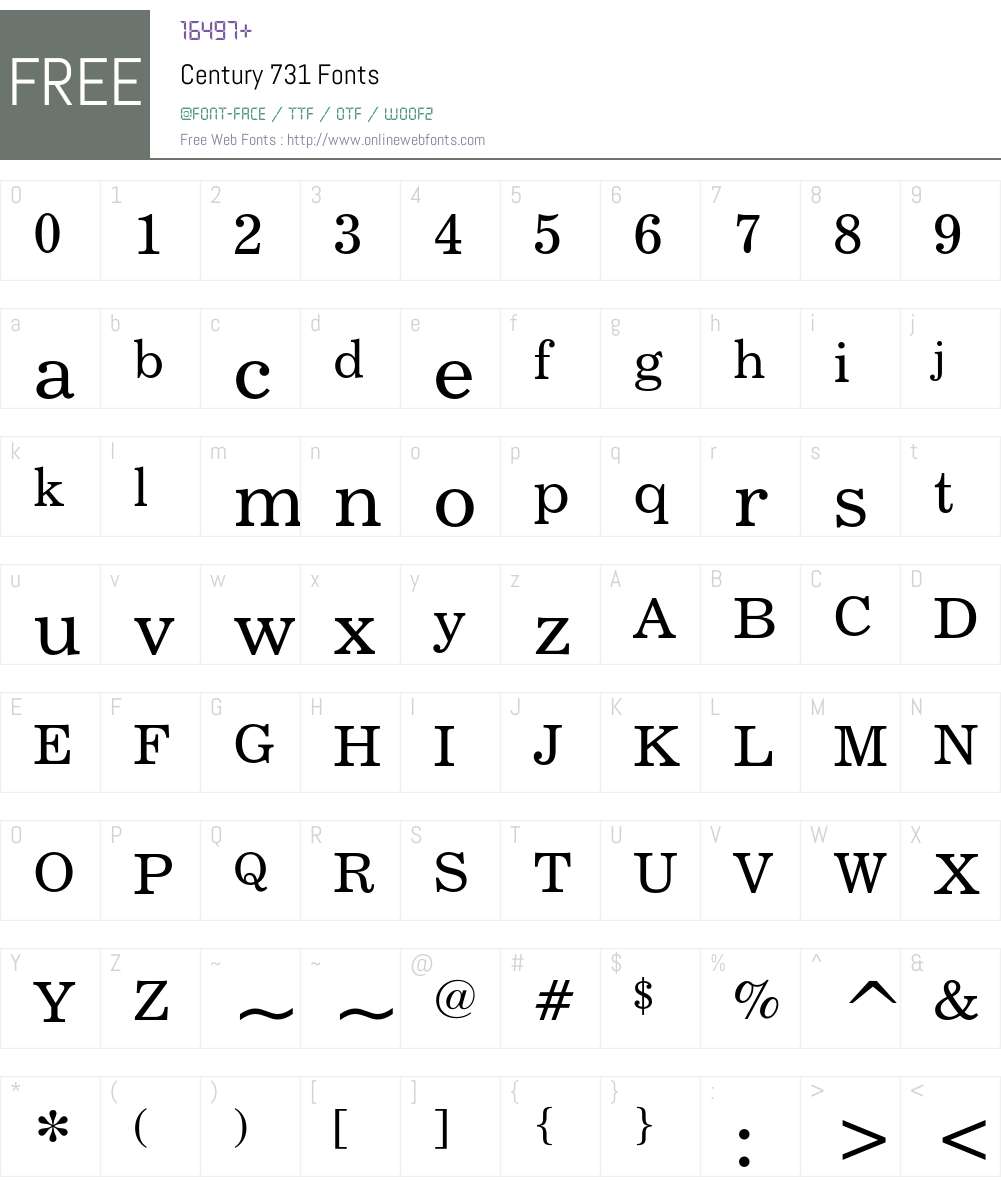 Century 731 Font Screenshots