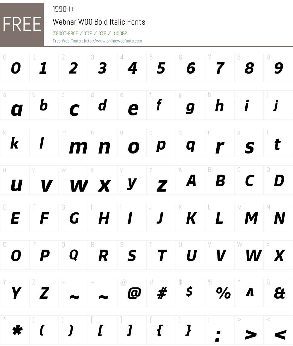 WebnarW00-BoldItalic Font Screenshots