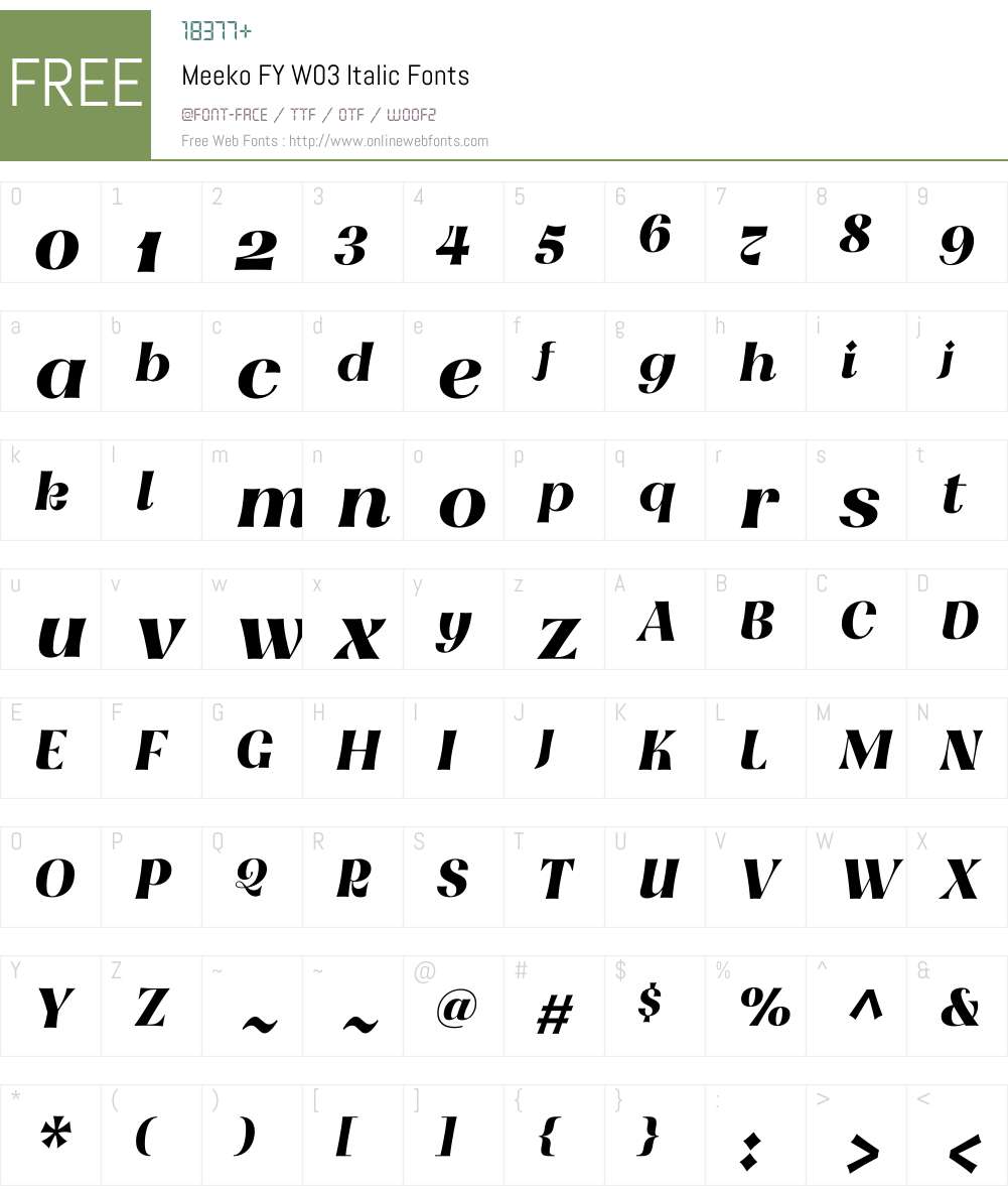 Meeko FY Font Screenshots