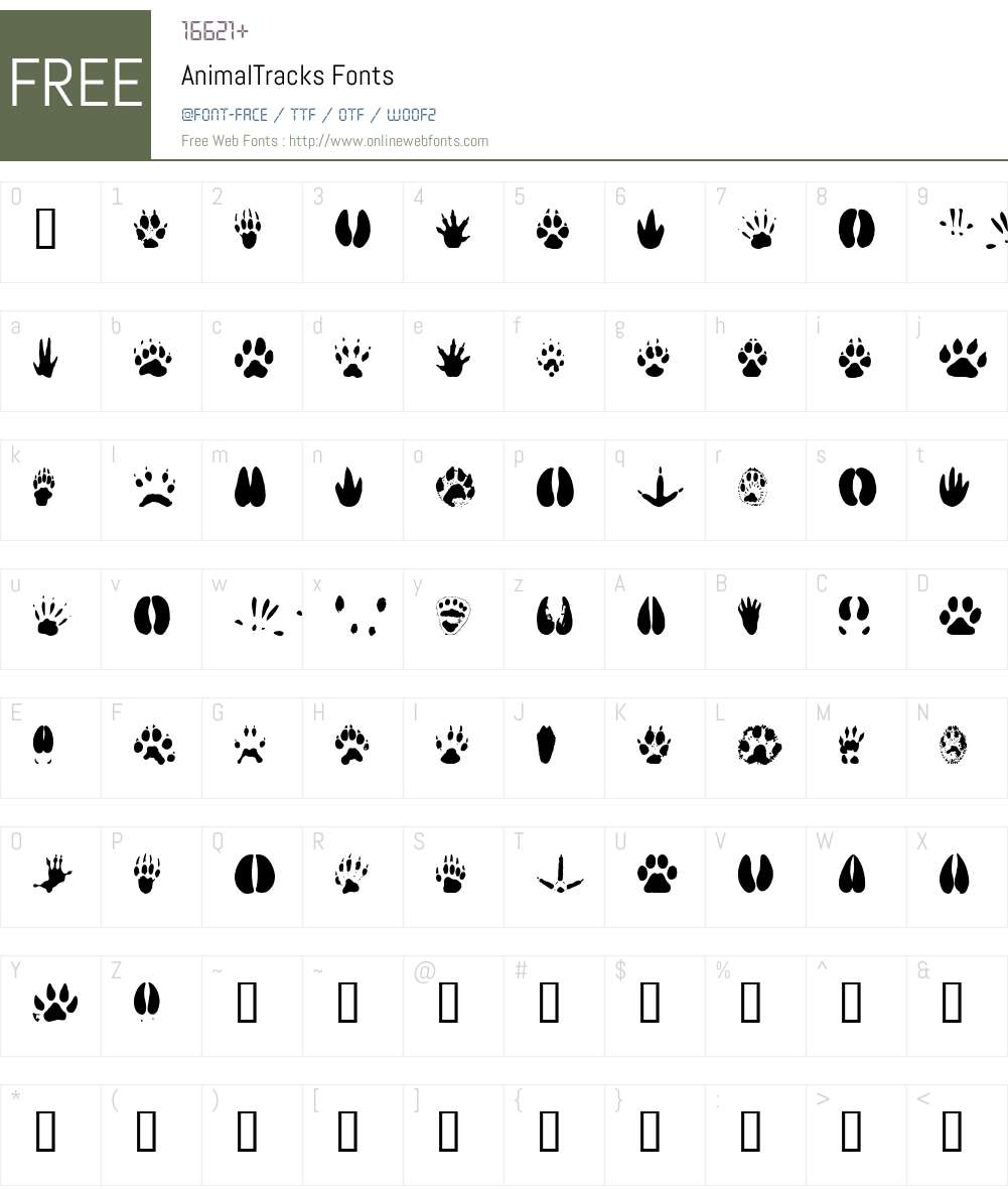 AnimalTracks Font Screenshots