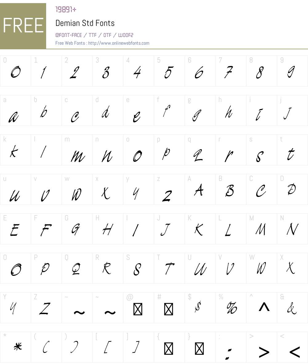 Demian Std Font Screenshots