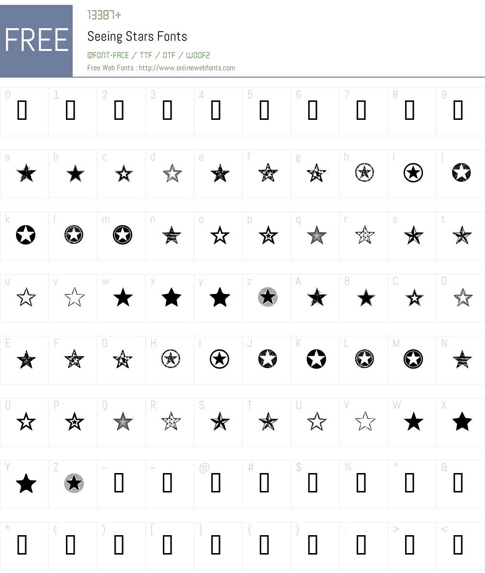 Seeing Stars Font Screenshots