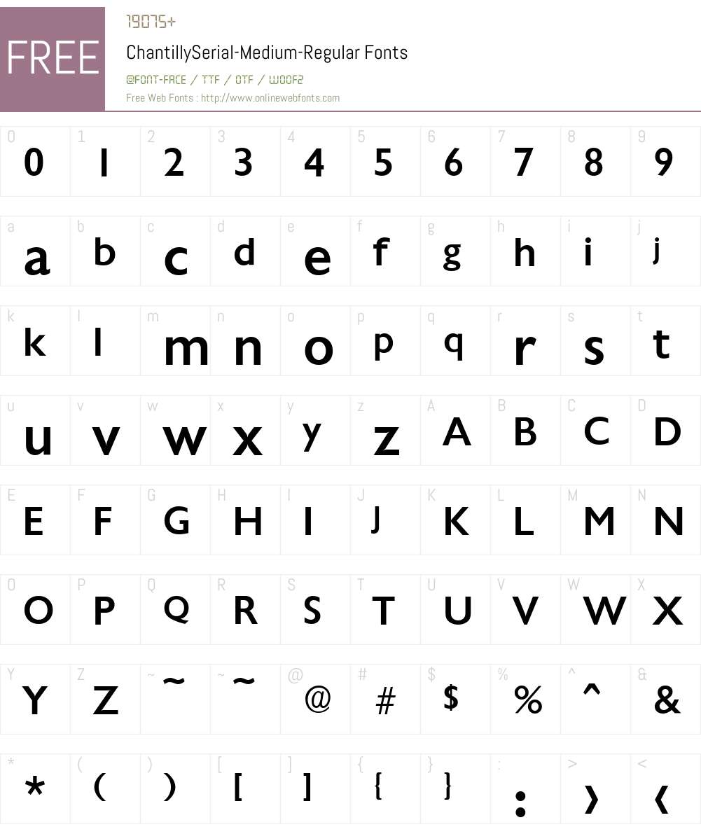 ChantillySerial-Medium Font Screenshots