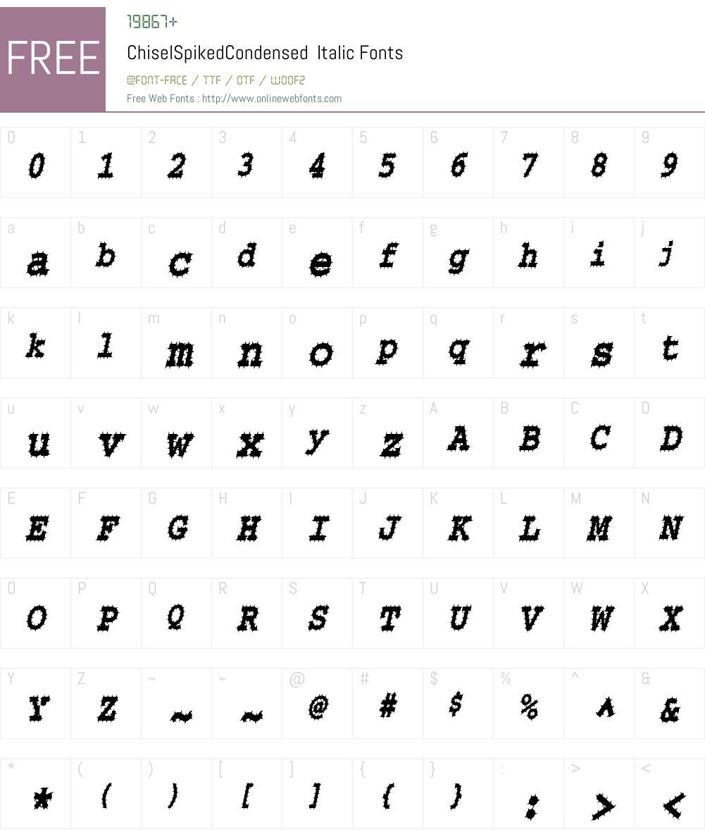 ChiselSpikedCondensed Font Screenshots