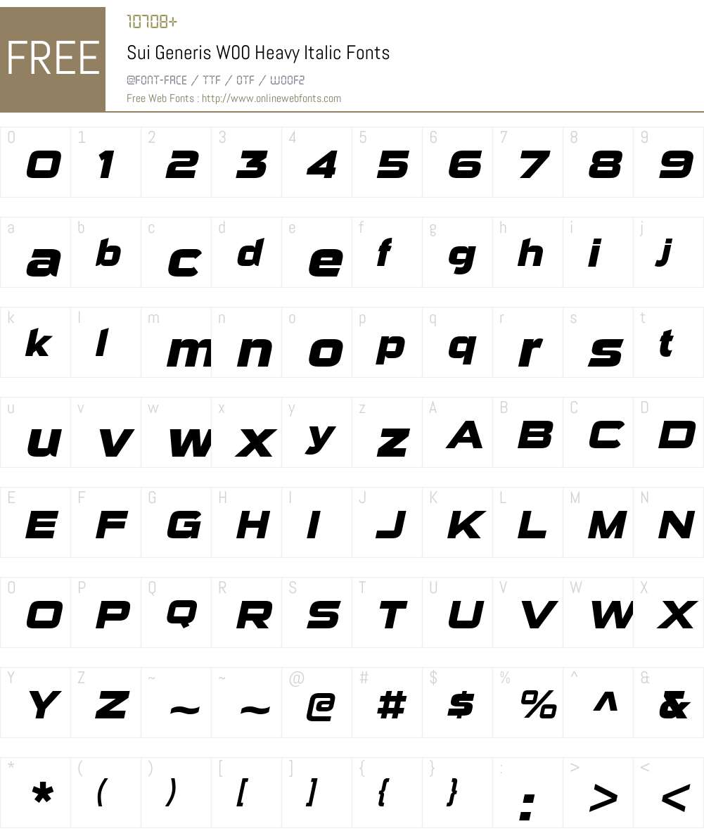SuiGenerisW00-HeavyItalic Font Screenshots