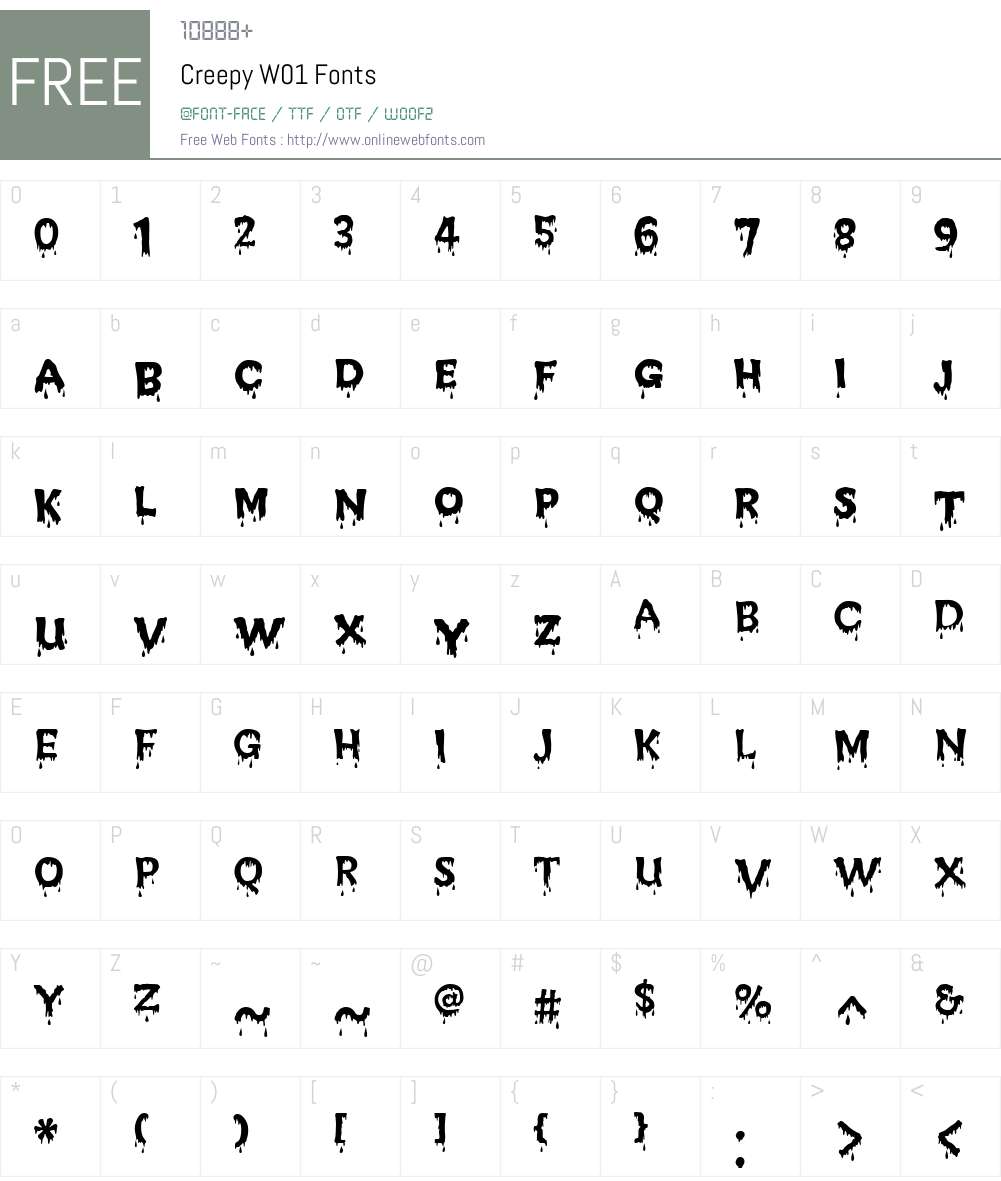 CreepyW01 Font Screenshots