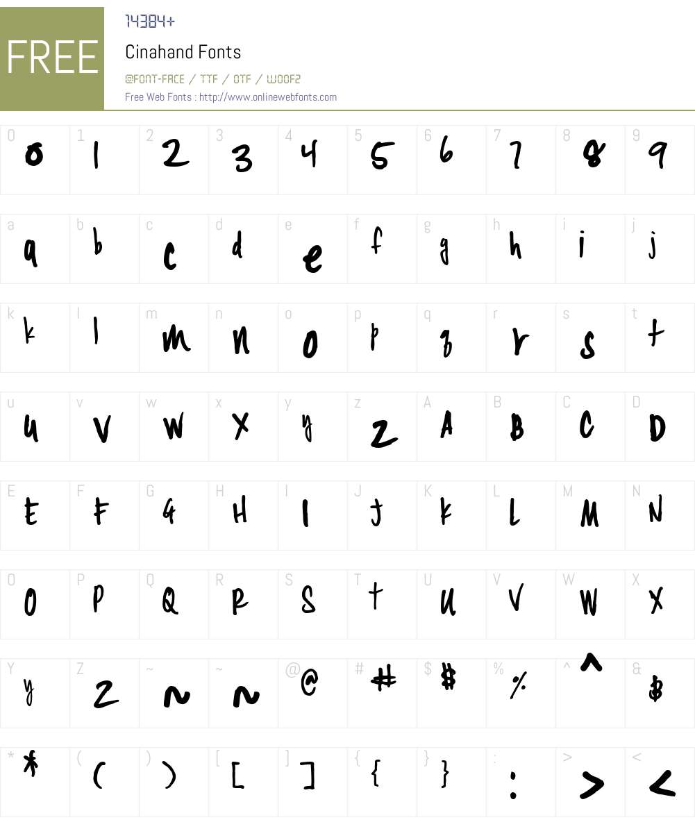 Cinahand Font Screenshots