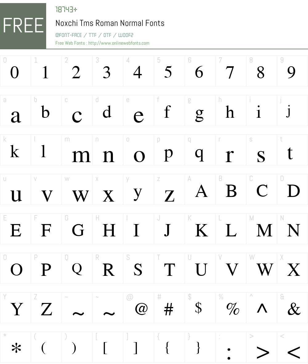 Noxchi Tms Roman Font Screenshots