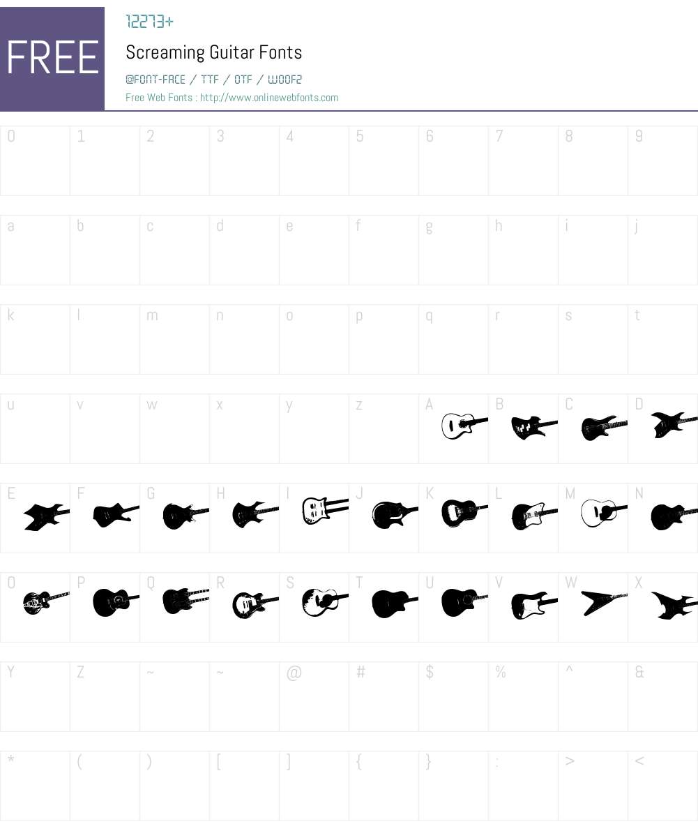 Screaming Guitar Font Screenshots