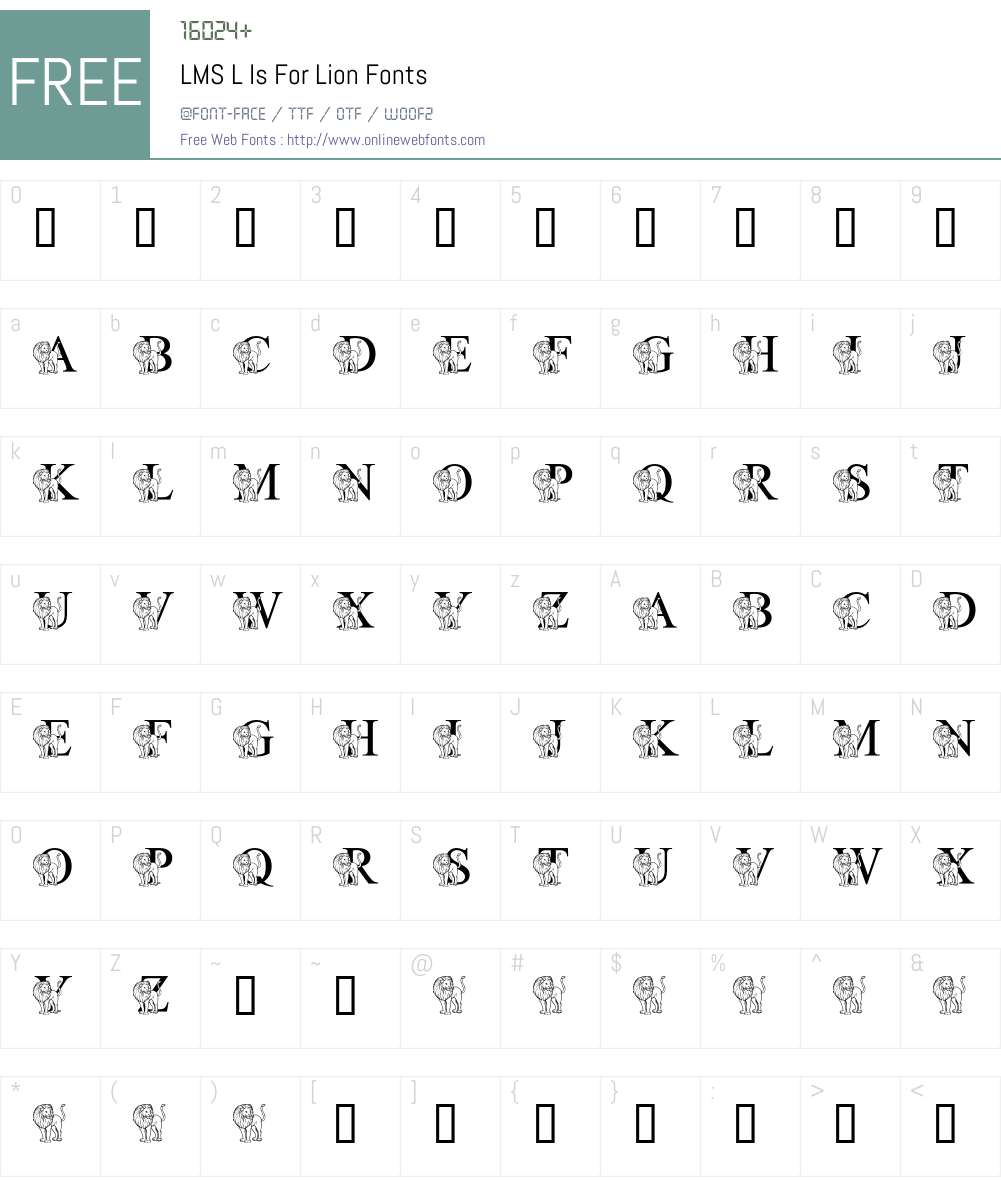 LMS L Is For Lion Font Screenshots