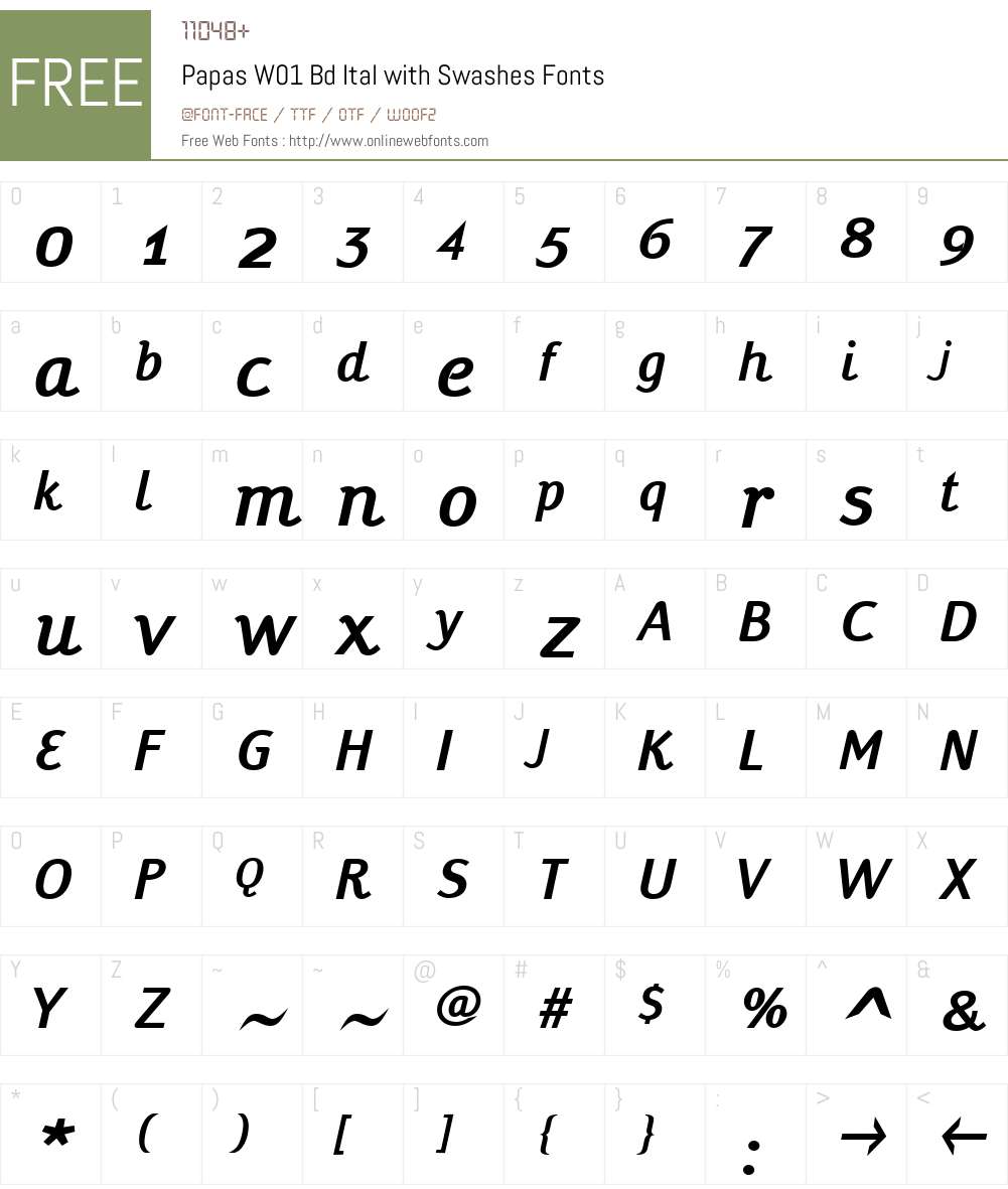 PapasW01-BdItalwithSwashes Font Screenshots