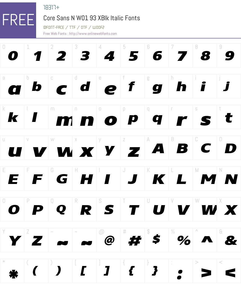 CoreSansNW01-93XBlkItalic Font Screenshots