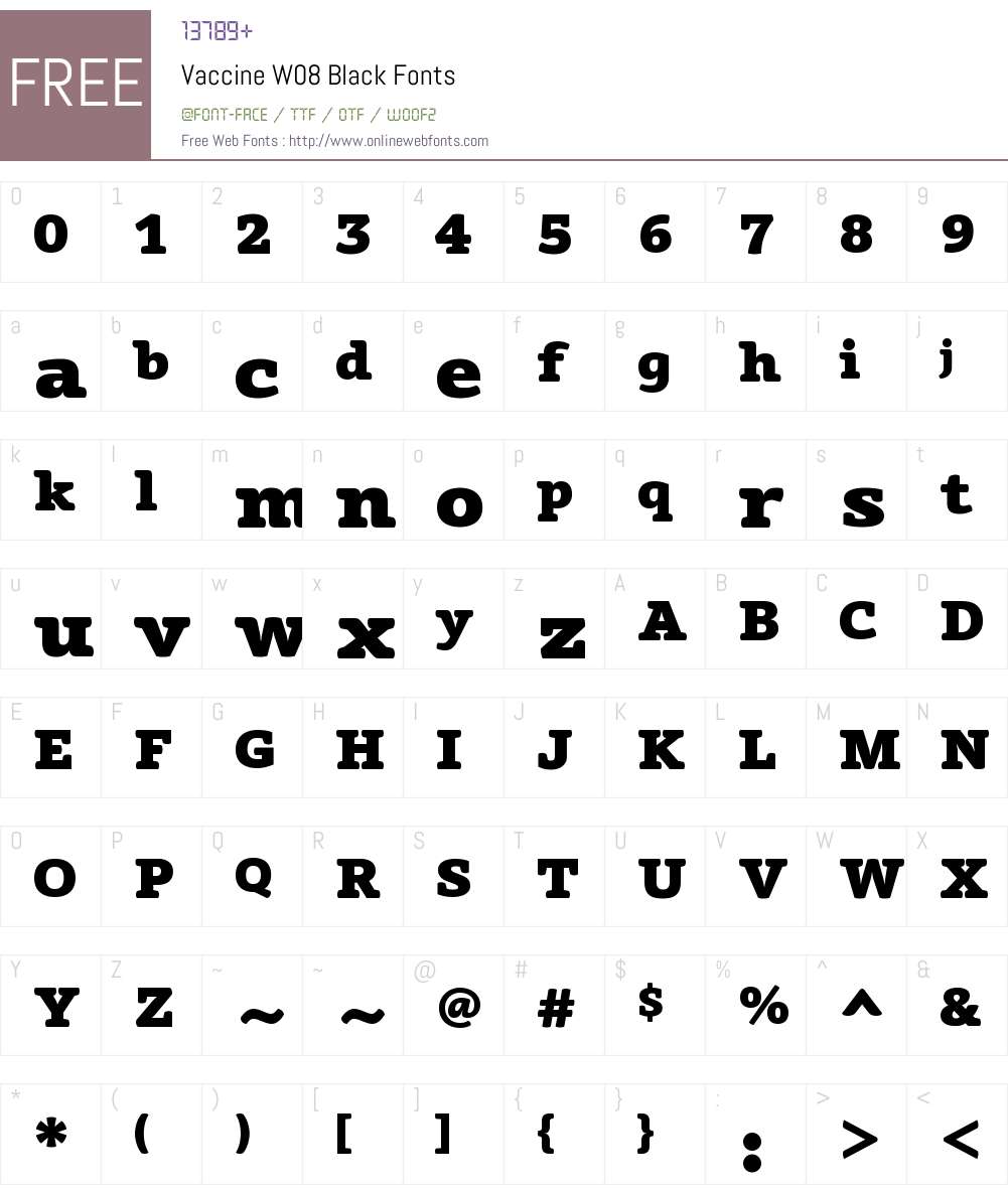 VaccineW08-Black Font Screenshots