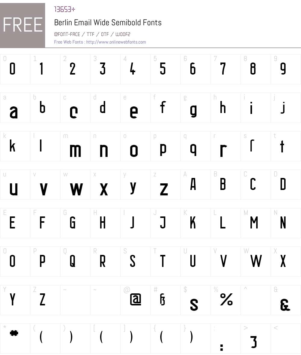 Berlin Email Wide Semibold Font Screenshots
