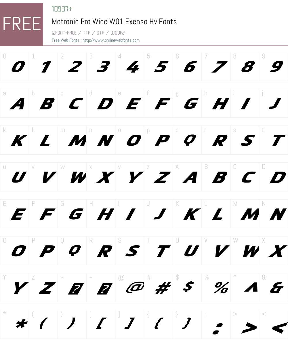 MetronicProWideW01-ExensoHv Font Screenshots