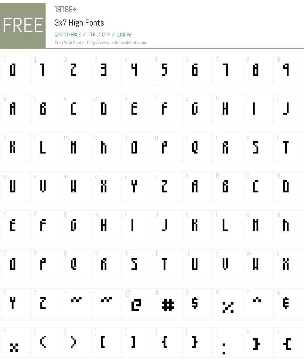 3x7 High Font Screenshots