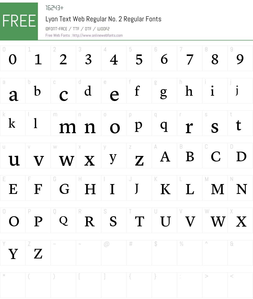 Lyon Text Web Regular No. 2 Font Screenshots