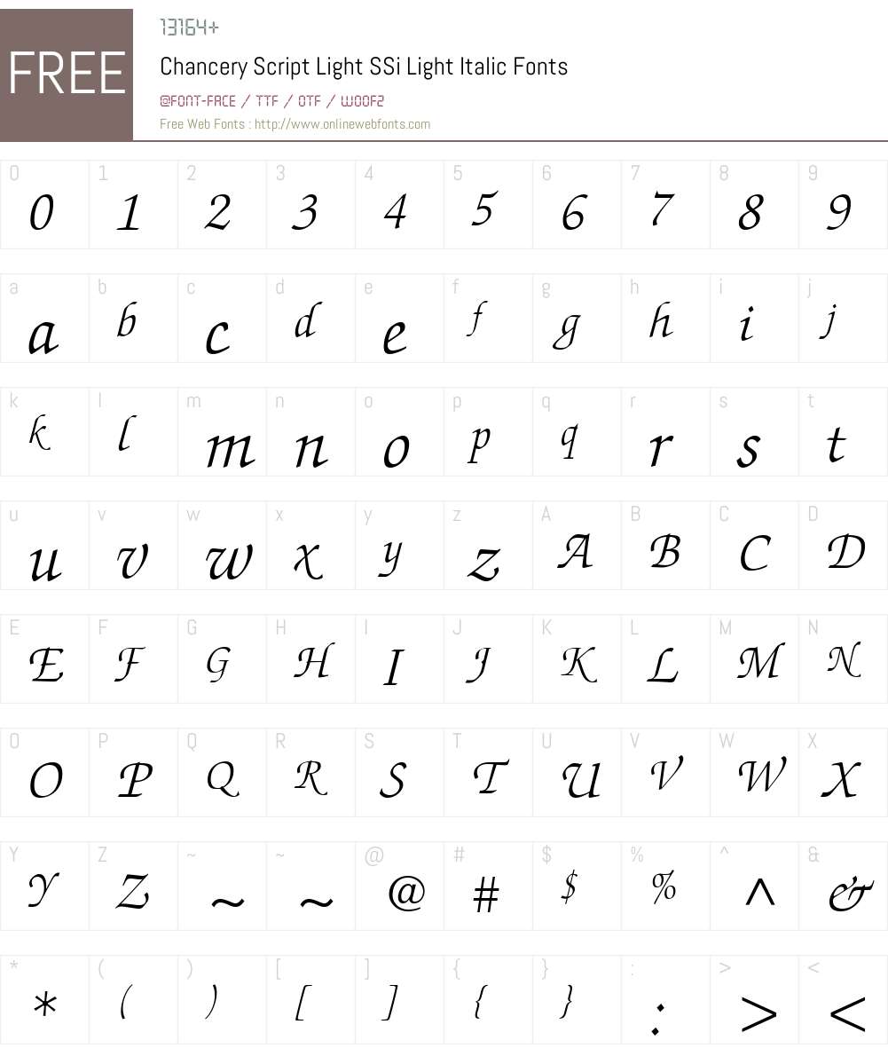 Chancery Script Light SSi Font Screenshots