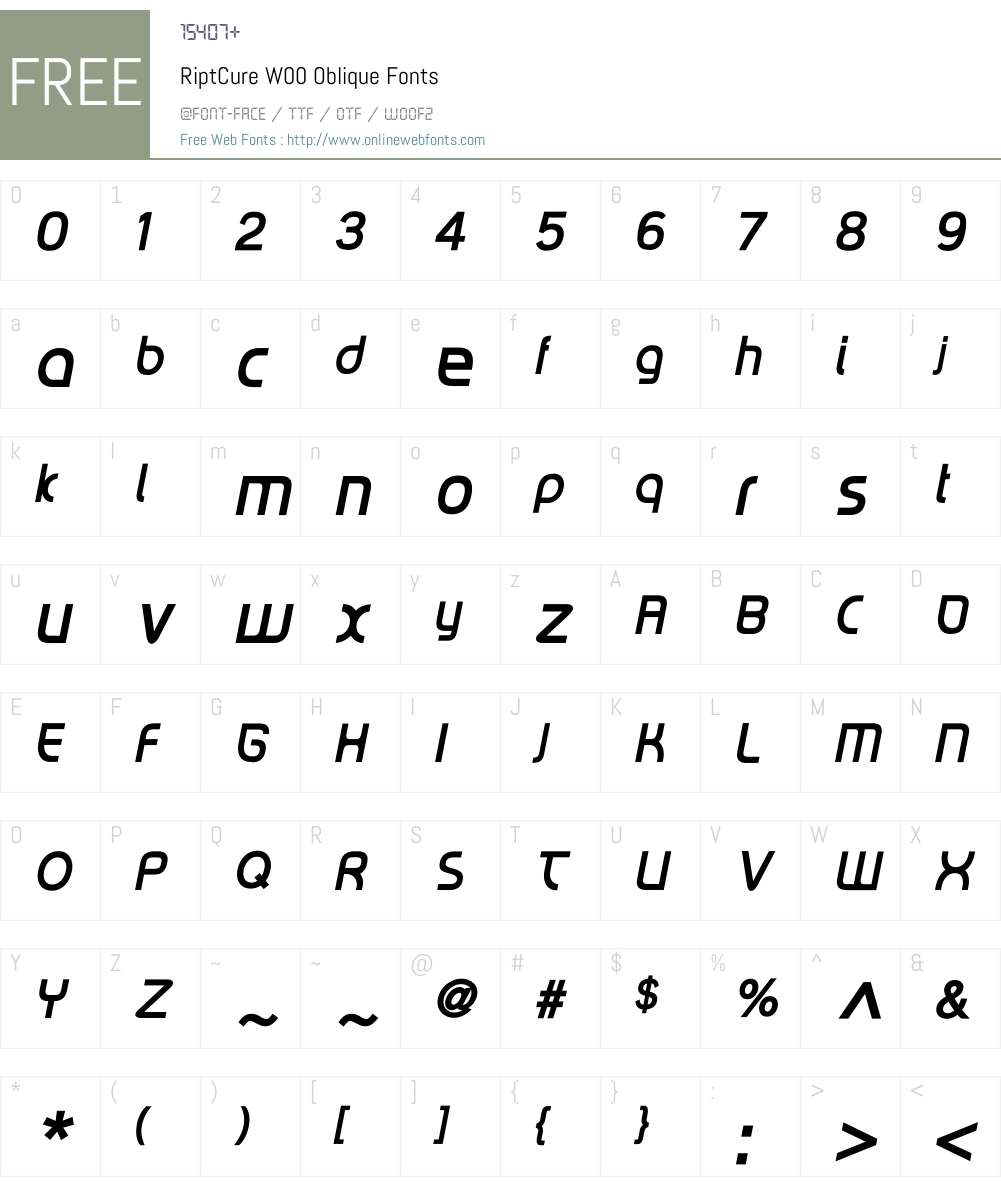 RiptCure Oblique Font Screenshots