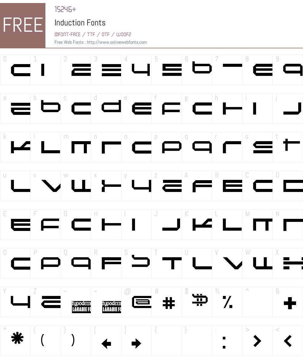 Induction Font Screenshots