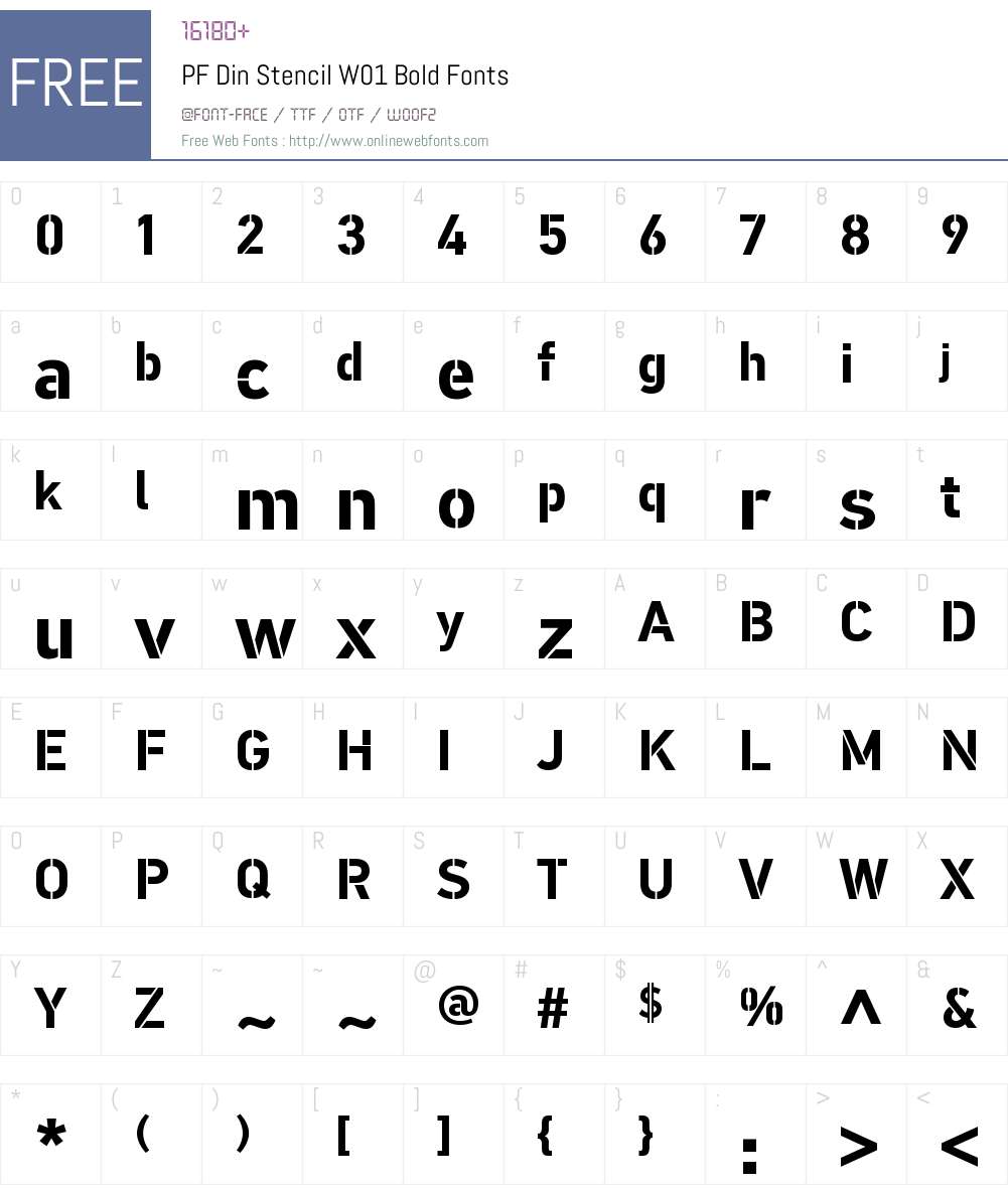 PFDinStencilW01-Bold Font Screenshots