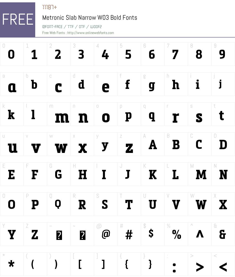 Metronic Slab Narrow Font Screenshots