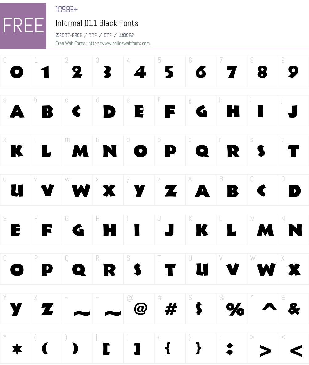 Informal 011 Font Screenshots