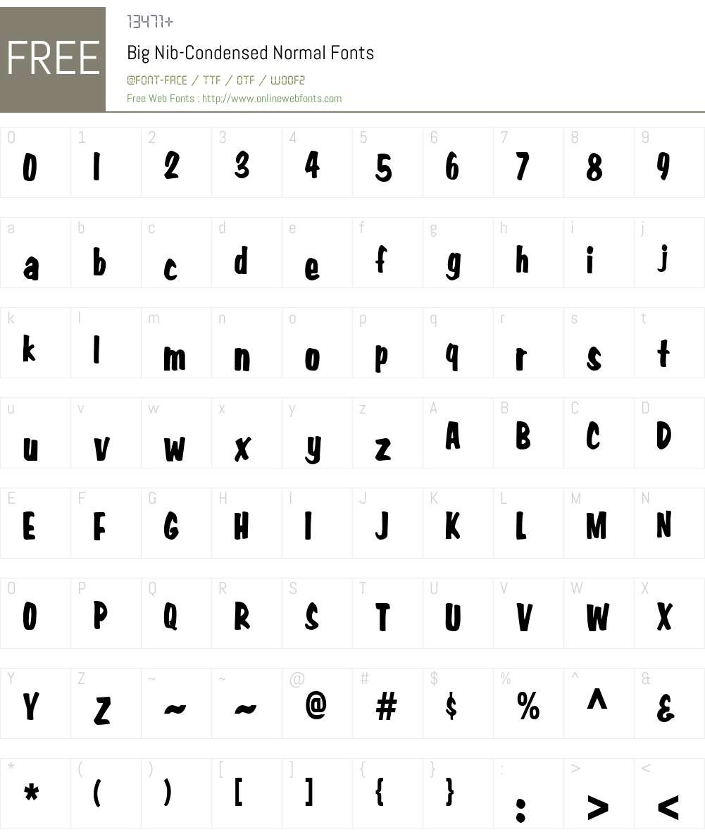 Big Nib-Condensed Font Screenshots
