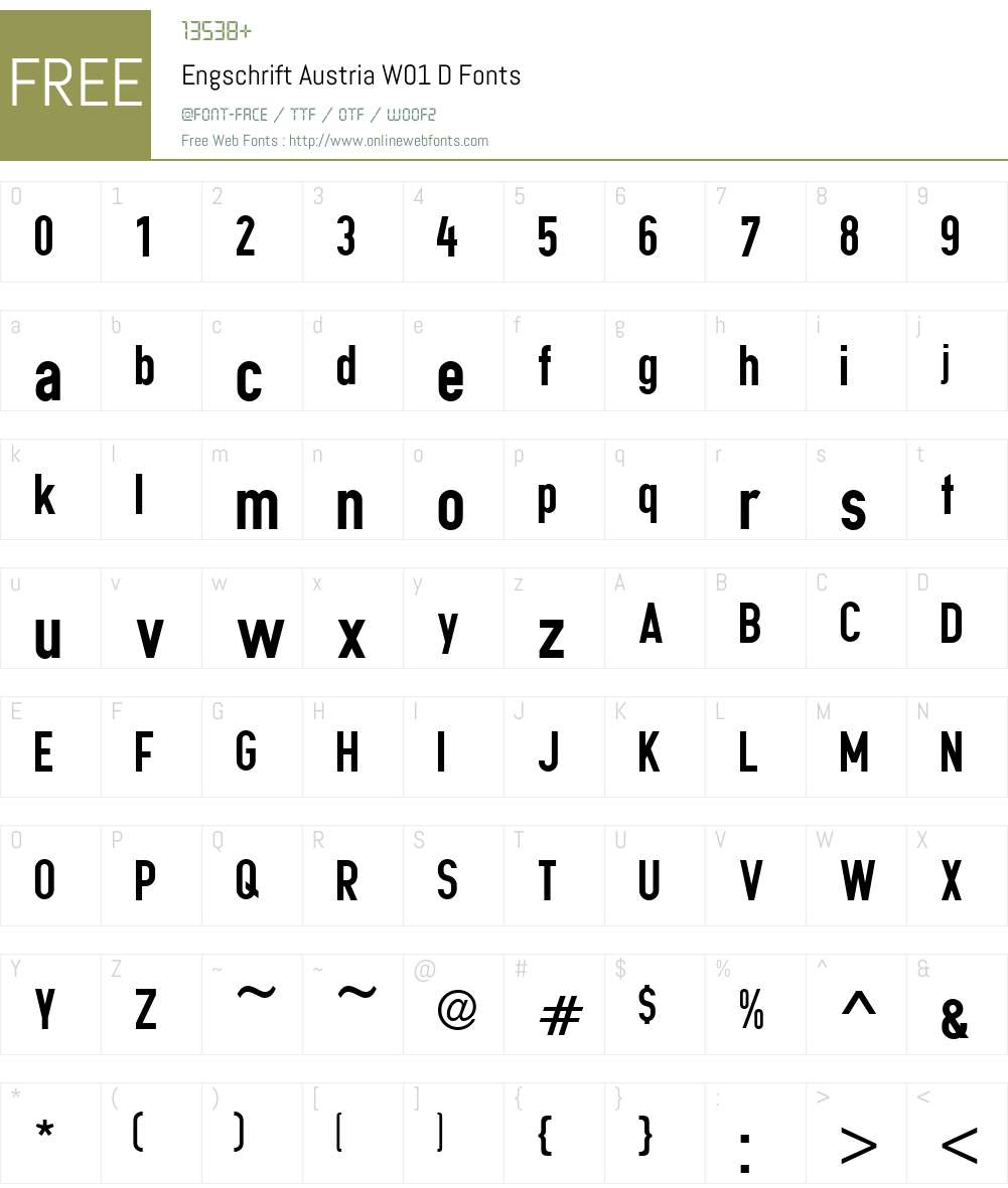 EngschriftAustriaW01-D Font Screenshots