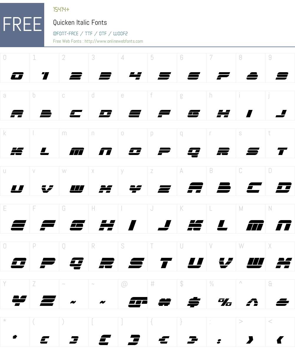 Quicken Italic Font Screenshots