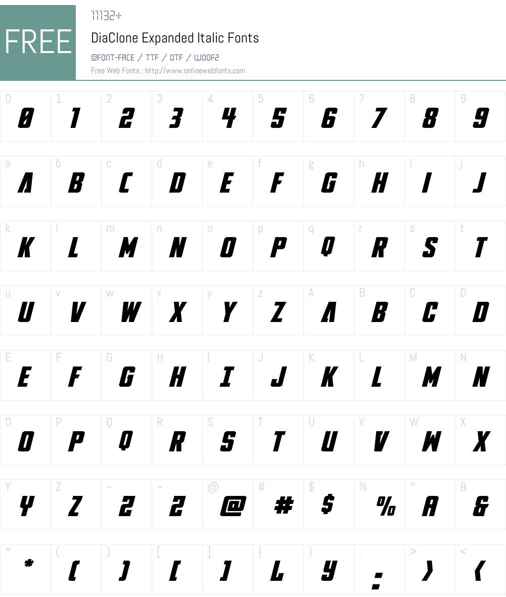 DiaClone Expanded Italic 1.0; 2024 Fonts Free Download - OnlineWebFonts.COM