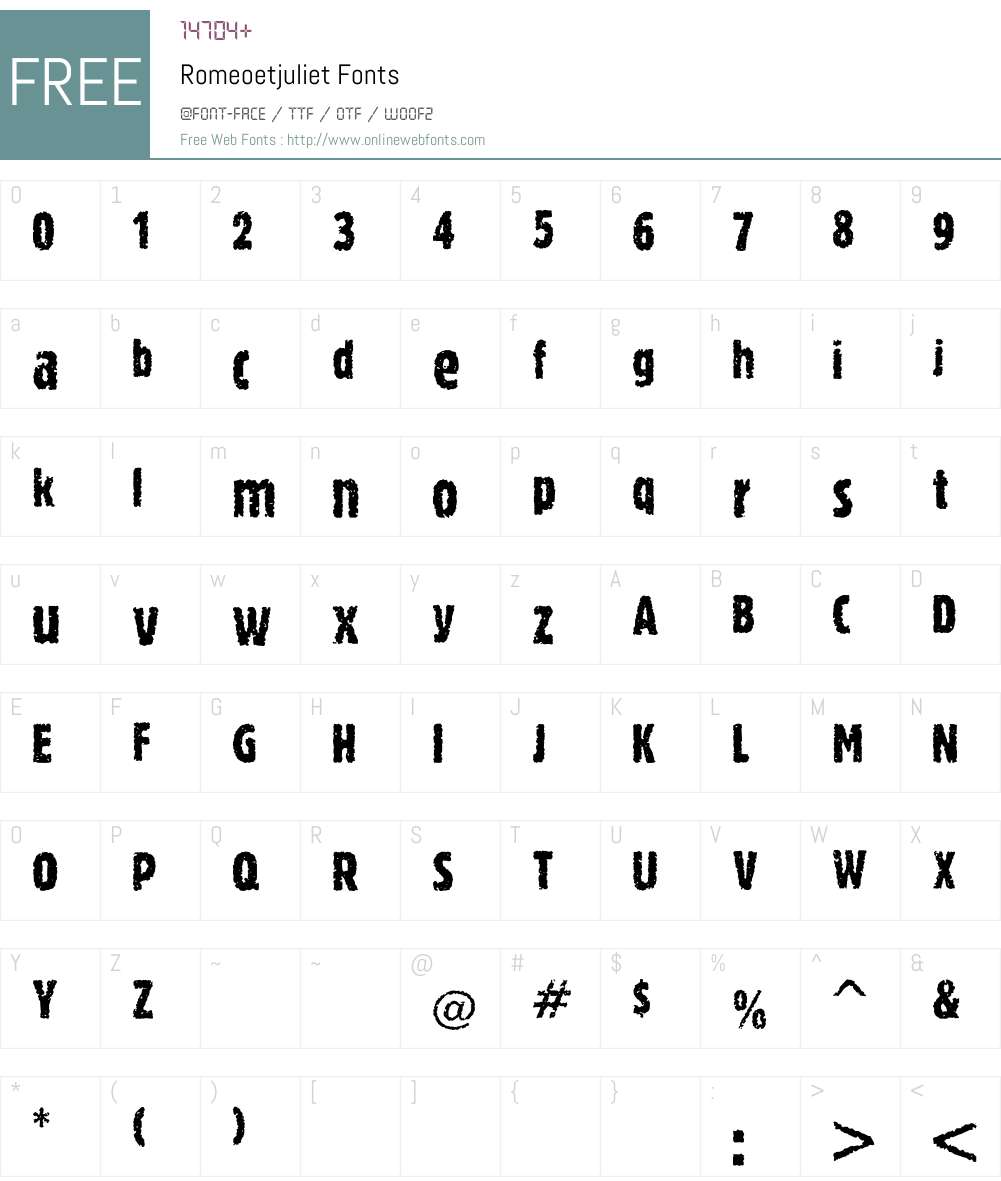 Romeoetjuliet Font Screenshots