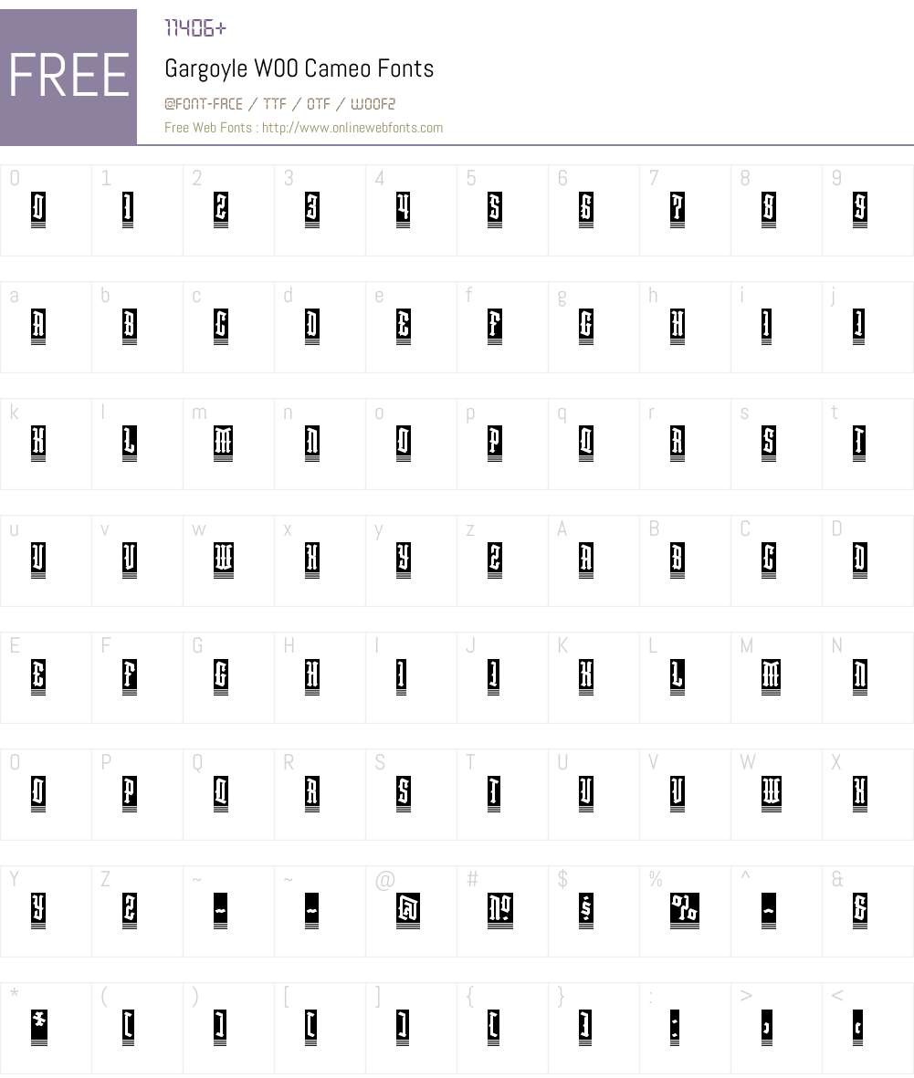 GargoyleW00-Cameo Font Screenshots