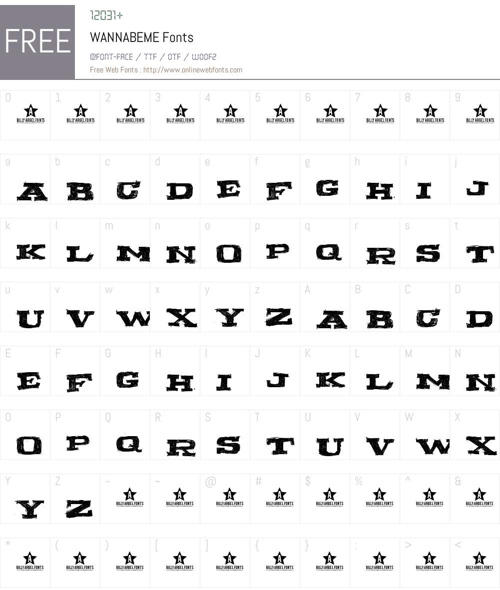 WANNABEME Font Screenshots