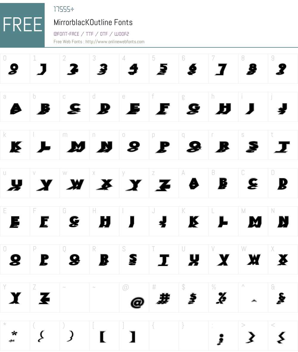 MirrorblacKOutline Font Screenshots