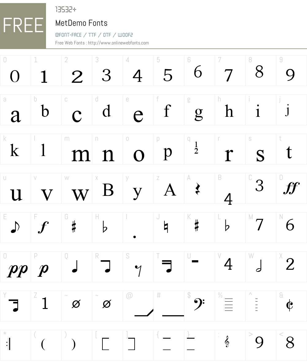 MetDemo Font Screenshots