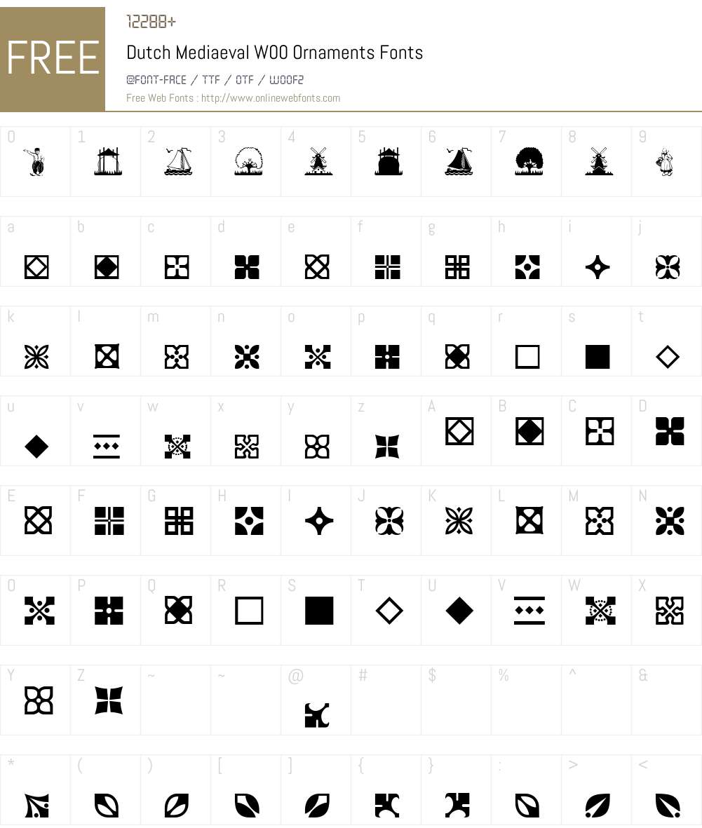 DutchMediaevalW00-Ornaments Font Screenshots